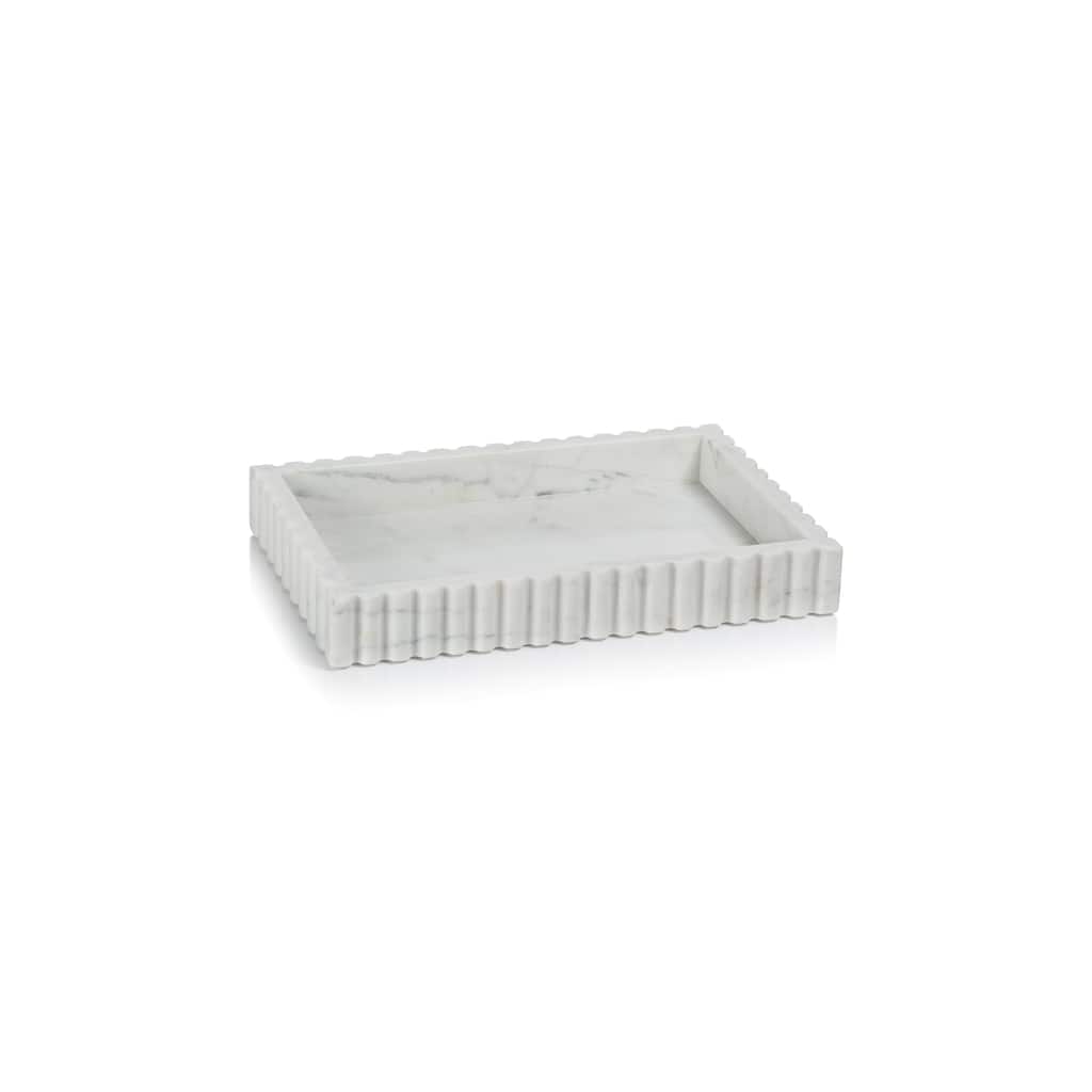Calabria Scalloped Vanity Marble Tray - White