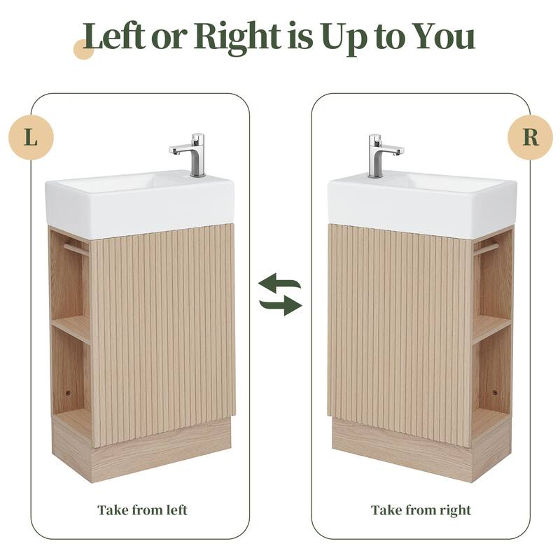 19 inch MDF Freestanding Bathroom Vanity Set with White Ceramic Top