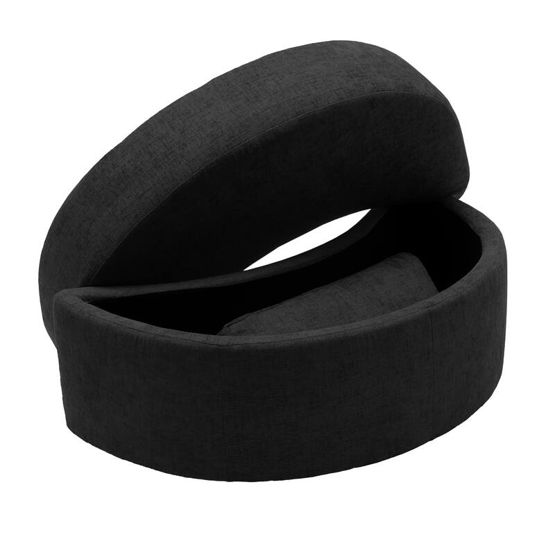 Chenille Half Moon Storage Ottoman(Set of 2)