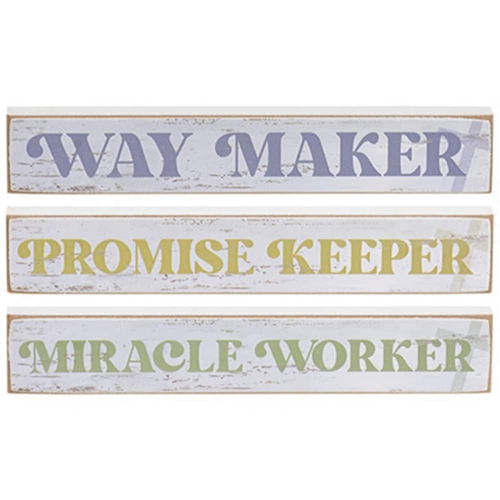 Way Maker Mini Sticks Inspirational Wooden Blocks - 3 Asstd. - 6" x 0.5" x 1"