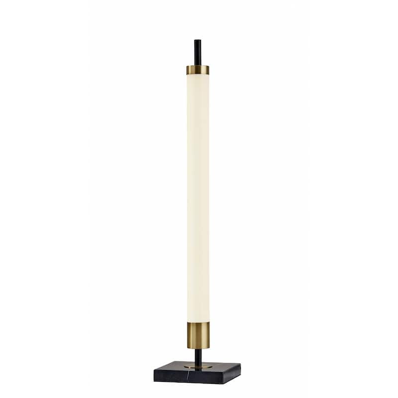 Black Metal LED Table Lamp with White Glass Drum Shade and Touch Dimmer - 6” x 6” x 30” (D x W x H)