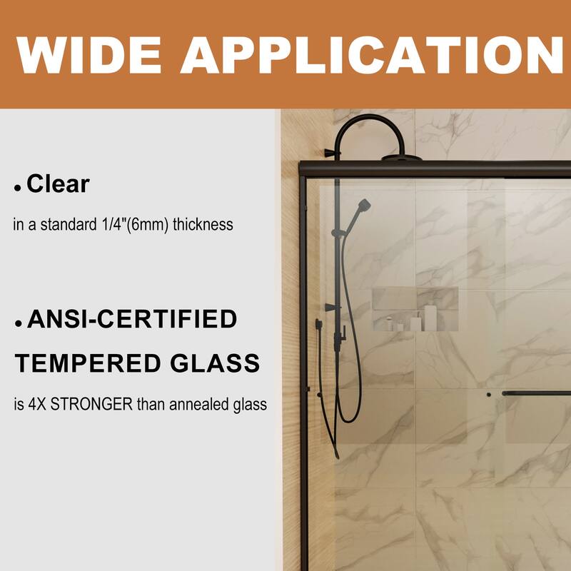 Traditional Sliding Shower Door with Clear Glass