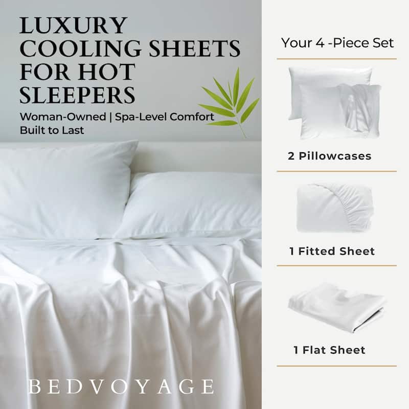 BedVoyage 100% viscose from Bamboo Bed Sheet Set, Split King - White