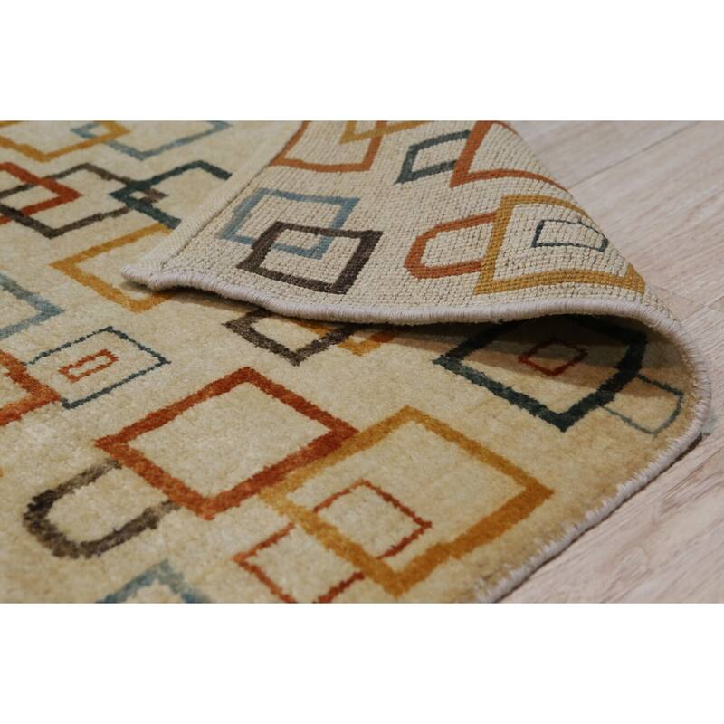 Beige Handmade Wool Transitional Rug 12' x 14' - Hand Knotted Natural Dyes Soft Pile Cotton Foundation - N/A