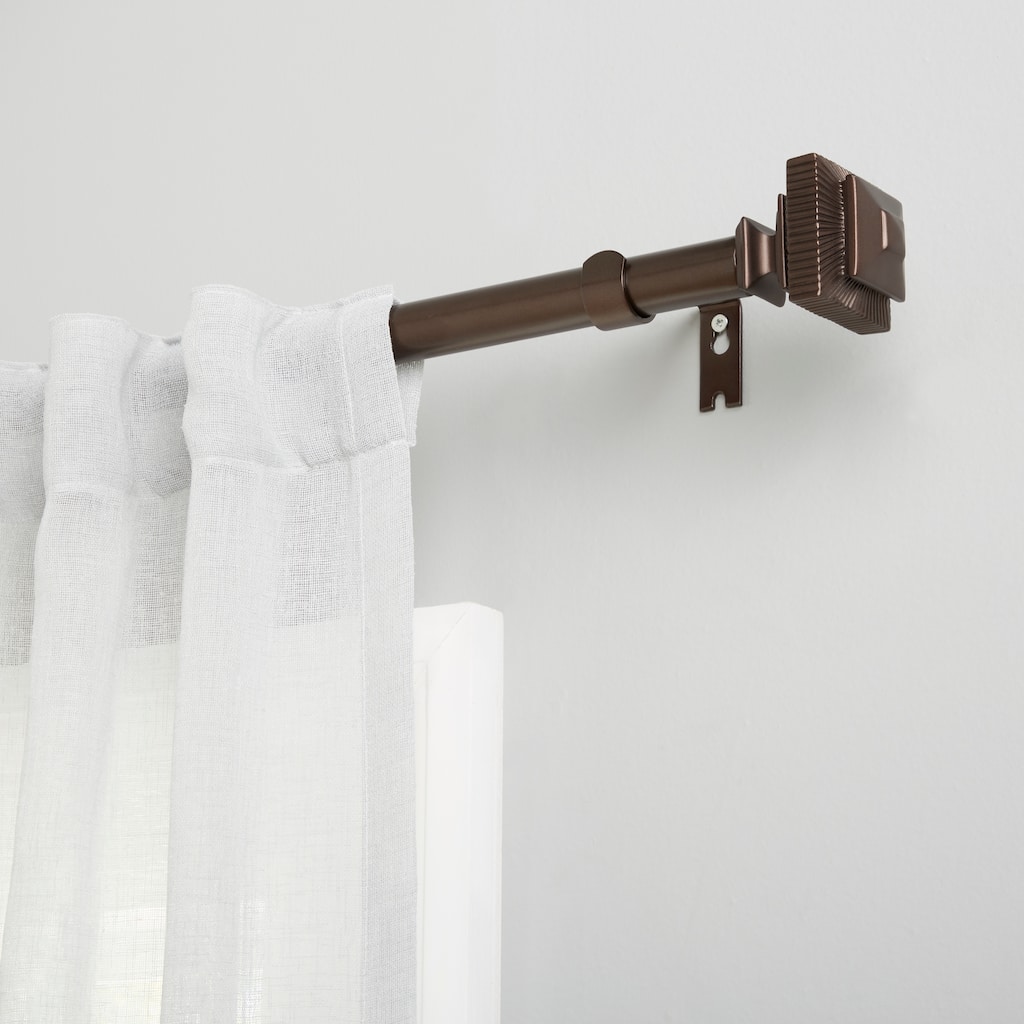 ATI Home Rockwell 1" Adjustable Window Curtain Rod and Finial Set