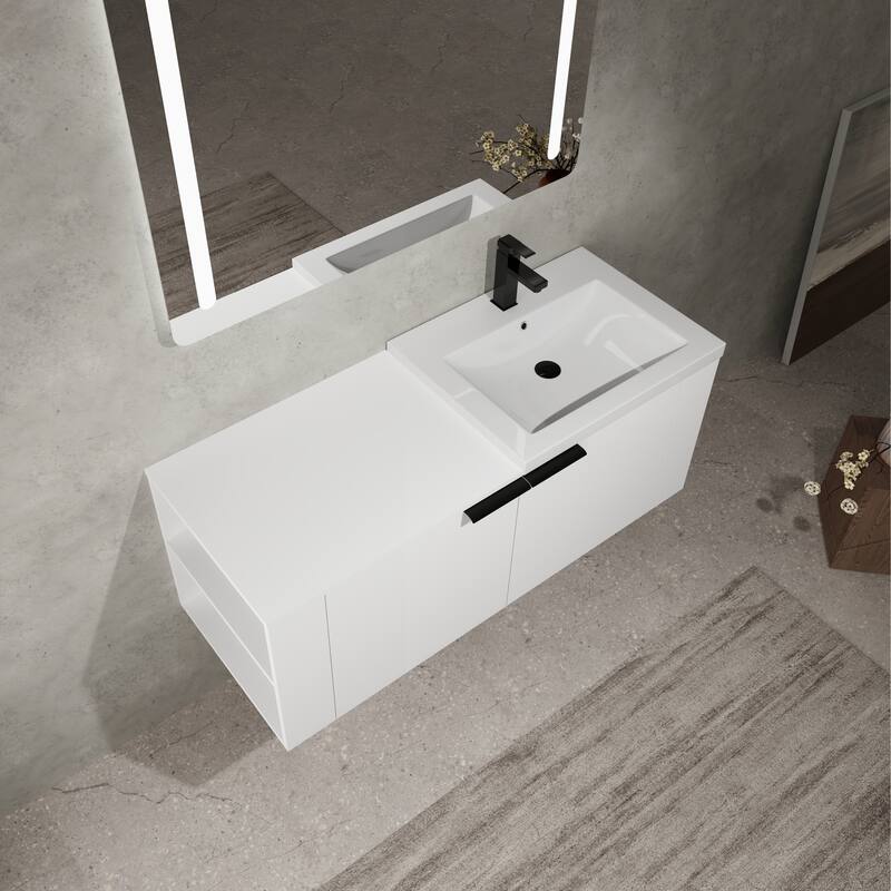 48" Oak Bathroom Vanity Sink Cabinet Set with Soft-Close Doors, Modern Bathroom Storage Solution - 47in L Engineered Wood - 47in L Ameican White Oak