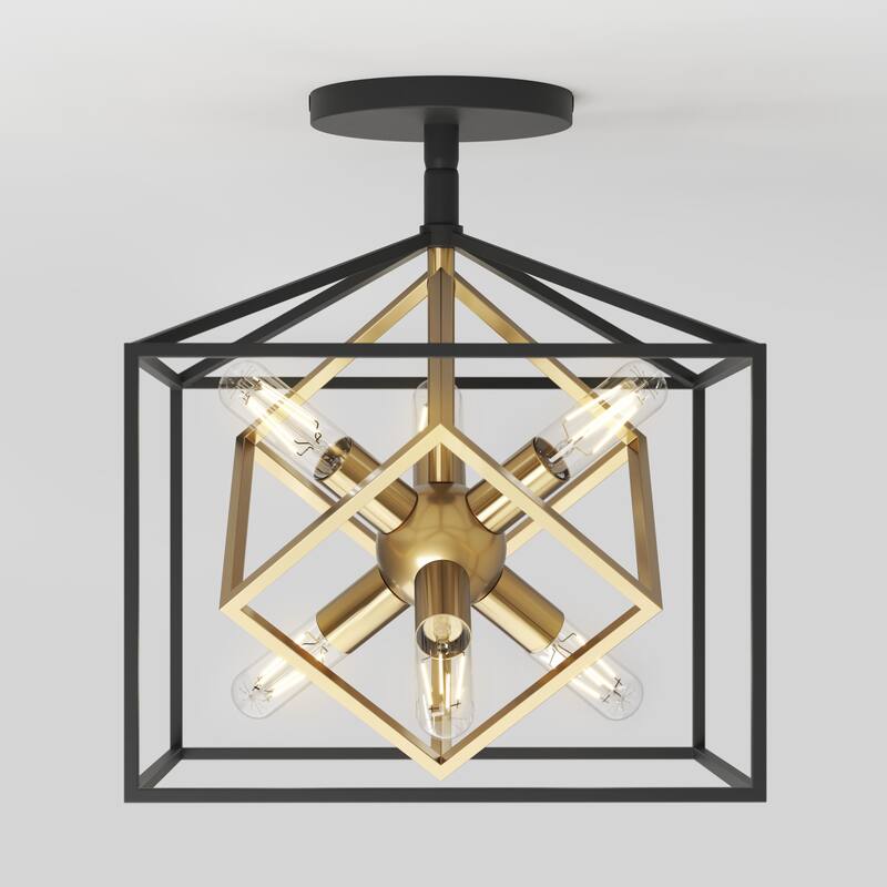 Artika Imperium Semi-Flushmount Ceiling Light, Black & Gold