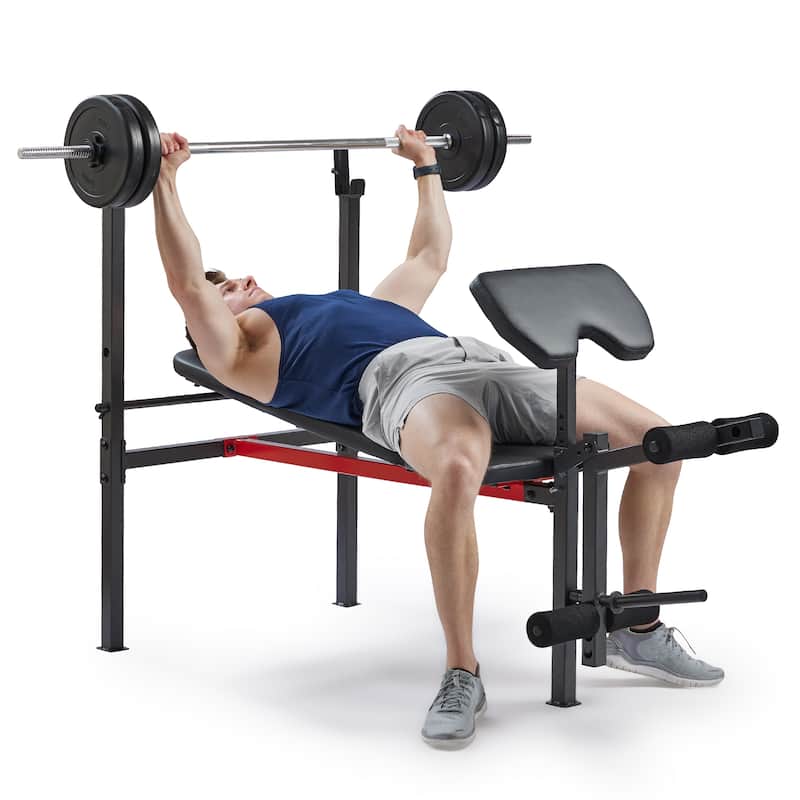 Adjustable Incline Weight Bench w Leg & Curl Combo BH623009 - Dark Gray - 66.9 x 32.3 x 44.8 - 66.9 x 32.3 x 44.8 - Weights - Dark Gray