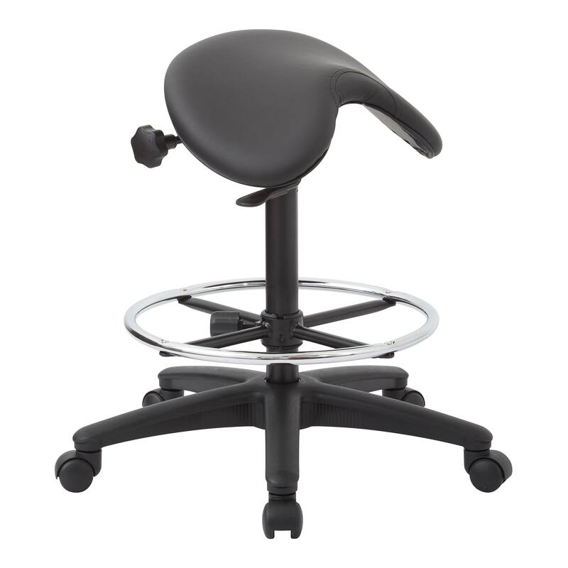 Backless Stool with Height-adjustable Saddle Seat - dillon black
