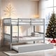 preview thumbnail 1 of 10, Twin Over Twin Bunk Beds with Trundle, Convertible into 2 Beds, Grey Grey