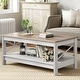 preview thumbnail 1 of 47, Farmhouse Coffee Table with Storage 2-Tier Center Table for Living Room Grey Wash Top+White