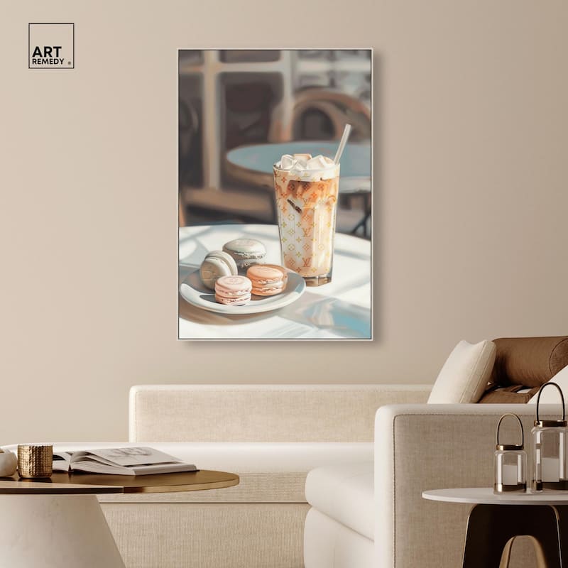 Glam Iced Coffee and Macarons Canvas by Art Remedy