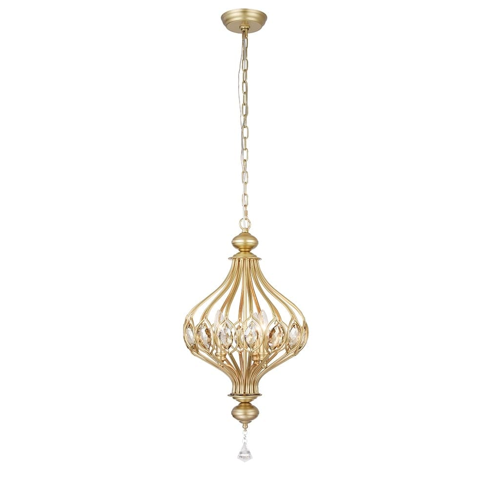 Warehouse of Tiffany Holmdis 3-Light Gold Ornament Lamp Pendant