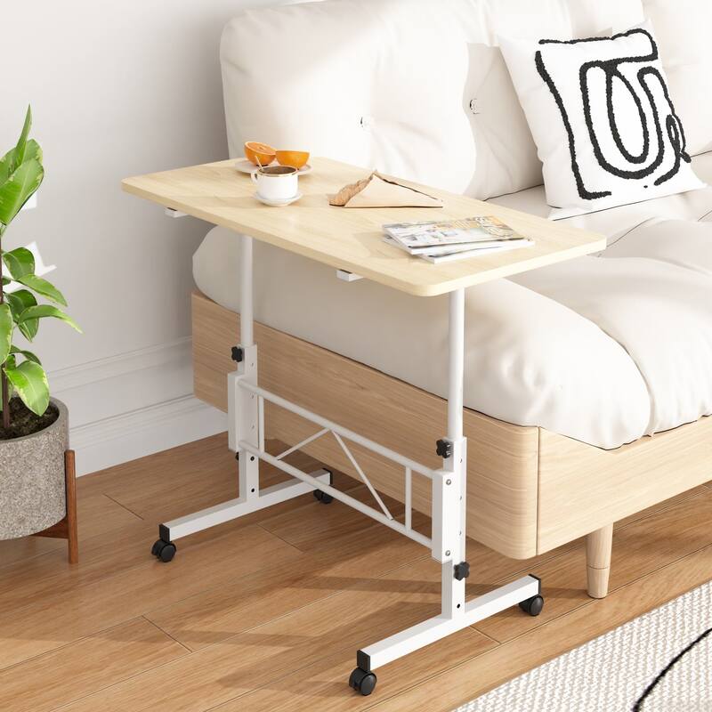 Mobile Stand Up Desk with Wheels, Small Standing Desk Adjustable Height, 31.5 Inch Portable Rolling Desks