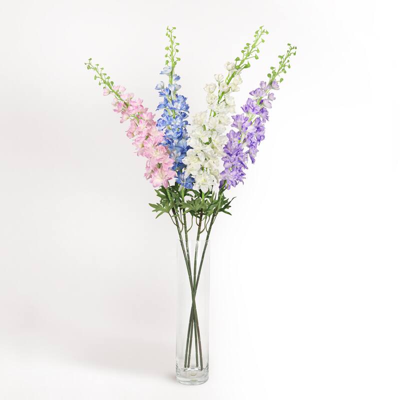 Set of 3 Cream White Artificial Delphinium Flower Stem Spray 49in - 49" L x 5" W x 5" DP