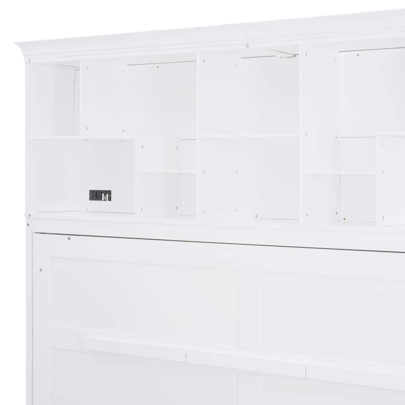 Modern Queen Murphy Bed with Top Shelves & USB