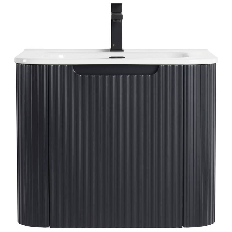 Caskvalley Modern Bathroom Vanity with Straight Fluted Design - Sink Included