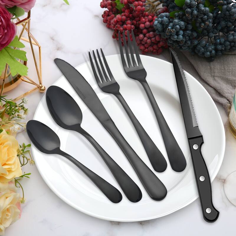 48 Pieces Flatware Set With Steak Knives Stainless Steel Service For 8