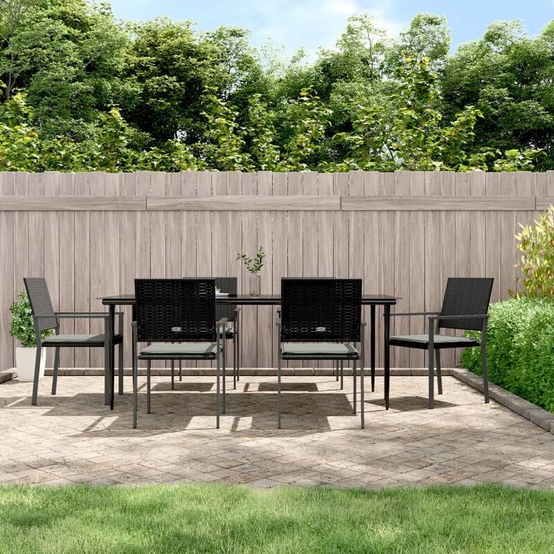 vidaXL 3/5/7/9 Piece Patio Dining Set with Cushions Poly Rattan and Steel