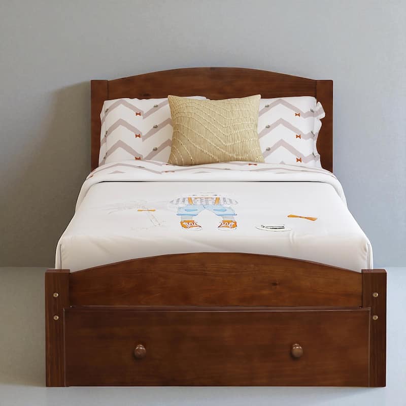 Twin Bed Frame with Storage Drawer, Wood Slats and No Box Spring Required