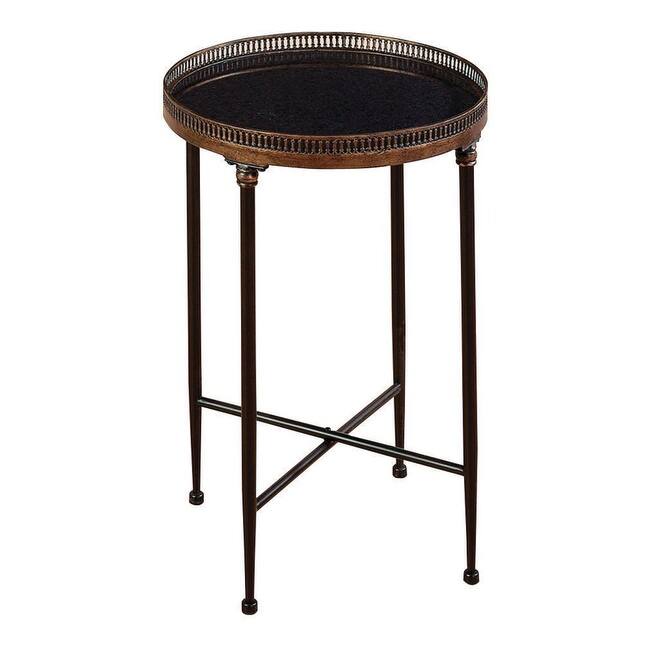 Metal Side End Accent Table with Tray Top - Black - Roche River Decor