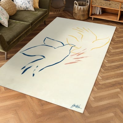 Abstract Flock, Hand Washable Art Area Rug, power-loomed, 100% polyester, 2mm pile, non-slipping back