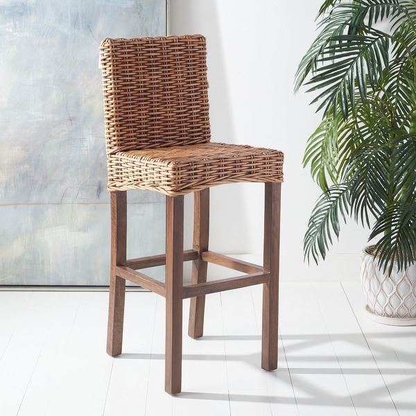 SAFAVIEH Tobie Rattan 29.5 inch Bar Stool 20.1