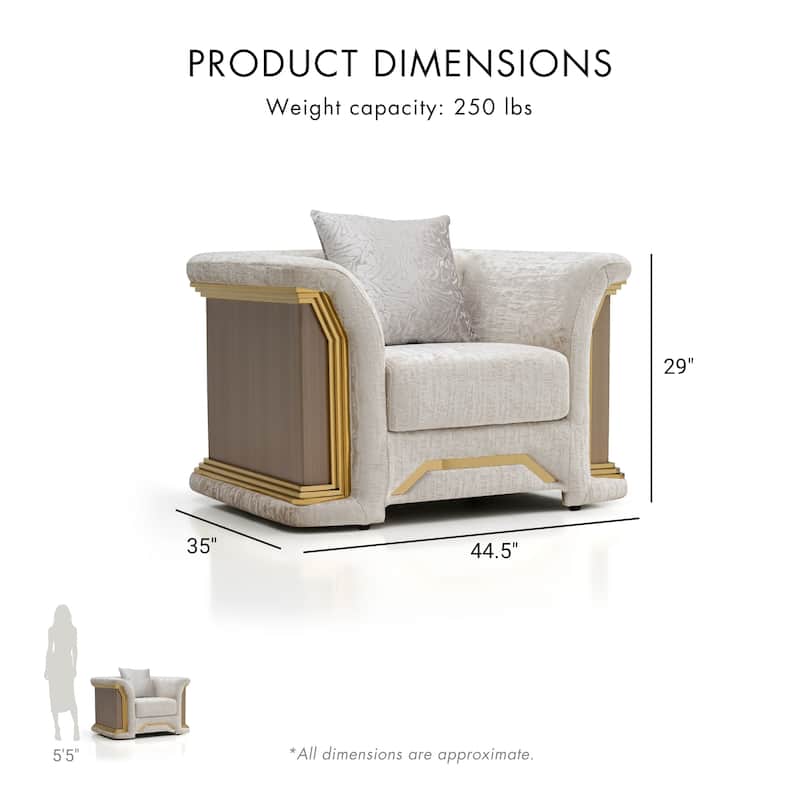 Furniture of America Ospray V Glam Upholstered Metallic Taupe Arm Chair with Accent Pillow