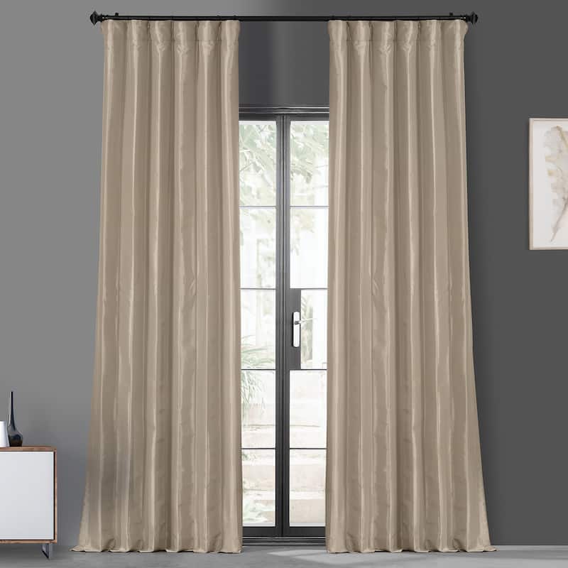 Exclusive Fabric Faux Silk Taffeta Solid Blackout Curtain (1 Panel) - 50 X 84 - Antique Beige