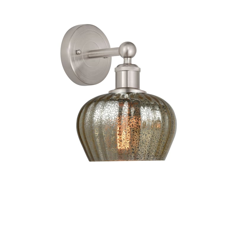 Innovations Lighting 616-1W-10-7 Fenton Sconce Fenton 10" Tall Wall - Brushed Satin Nickel / Mercury