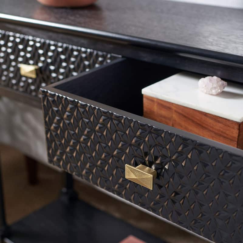 SAFAVIEH Salina 2-Drawer Console Table - 35.5" W x 13" L x 29.5" H - 36Wx13Dx30H - Black