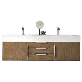 James Martin Vanities Mercer Island 59" Double Vanity, Latte Oak with Brushed Nickel Hardware
