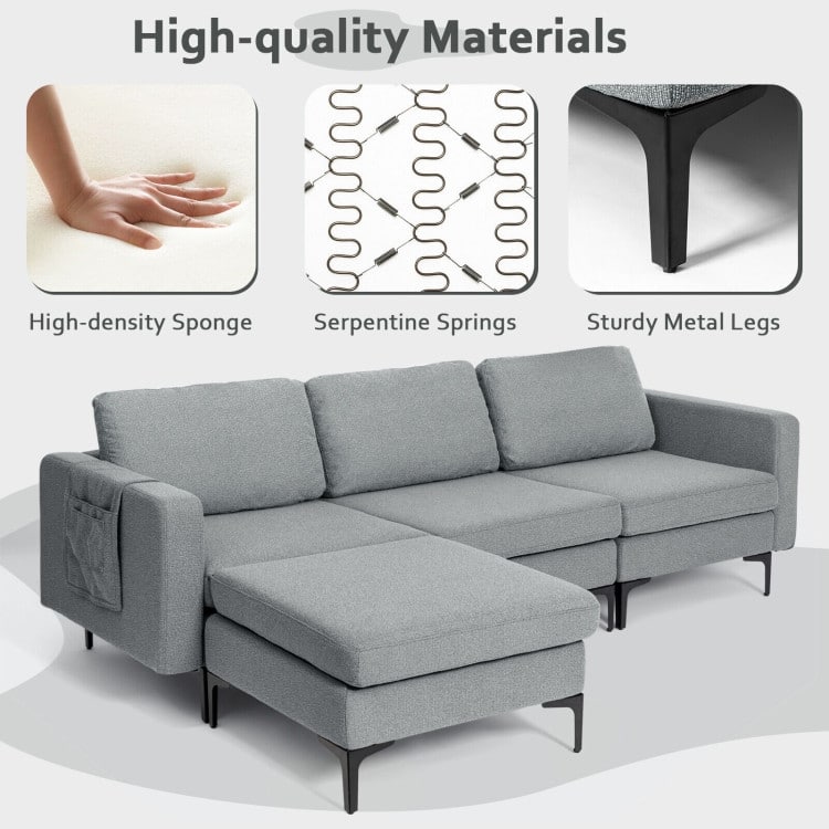Modular L-shaped Sectional Sofa with Reversible Chaise and 2 USB Ports - 94.5" x 63" x 32.5"(L x W x H)