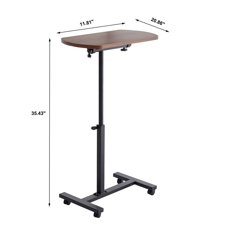 Height Adjustable Sofa Side Table with Metal Frame,Laptop Holder