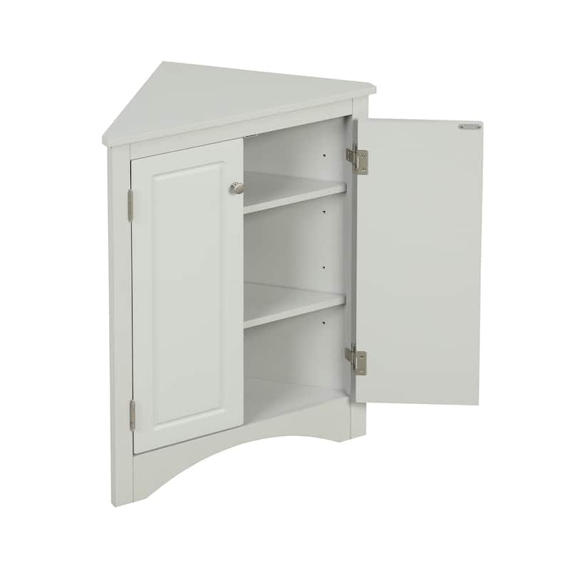 Triangle Bathroom Storage Cabinet with Adjustable Shelves, Freestanding Floor Cabinet Compact Bathroom Towel Cabinet