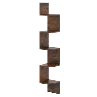 5-Tier Wall Mounted Floating Corner Shelf Engineered Wood Storage Organizer
