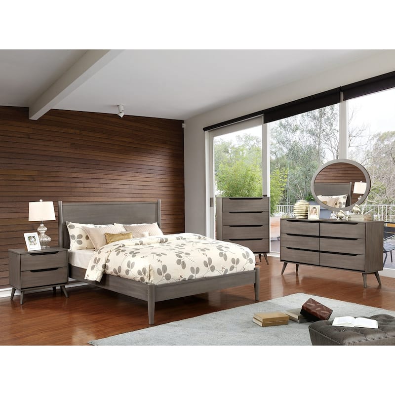 Nightstand with 2 Drawers, Bedroom Coffee Table with Round Tapered Legs, Decorative Table with Wooden Tabletop