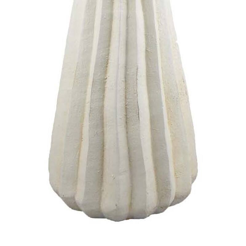 Samo Decorative Vase, Textured Body, Bulb Accent, 18 Inch White Resin