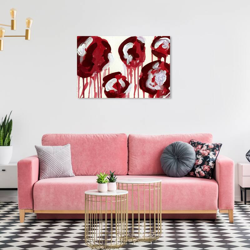 Wynwood Studio Canvas Abstract Rananculus Obsession Red and Dark Red Modern & Contemporary Wall Art Canvas Print - 24 x 36