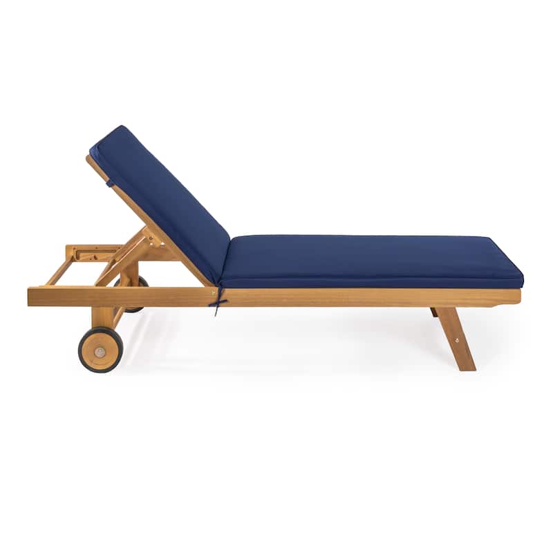 Adjustable Outdoor Chaise Lounge w/ Cushion & Wheels - JONATHAN Y