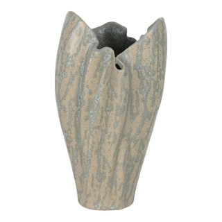 Ceramic Decorative Vase with Textured Wavy Design Modern Home Accent