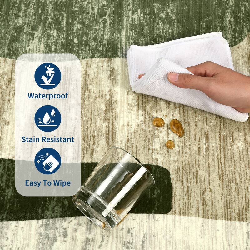 Area Rug Modern Abstract Rugs for Living Room Geometric Non-Slip Backing Low Pile Floor Carpet