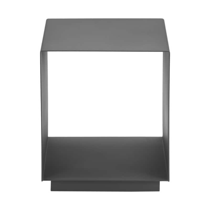 17-Inch Charcoal Aluminum Square End Table with Storage Shelf - 14” x 14” x 16.50”