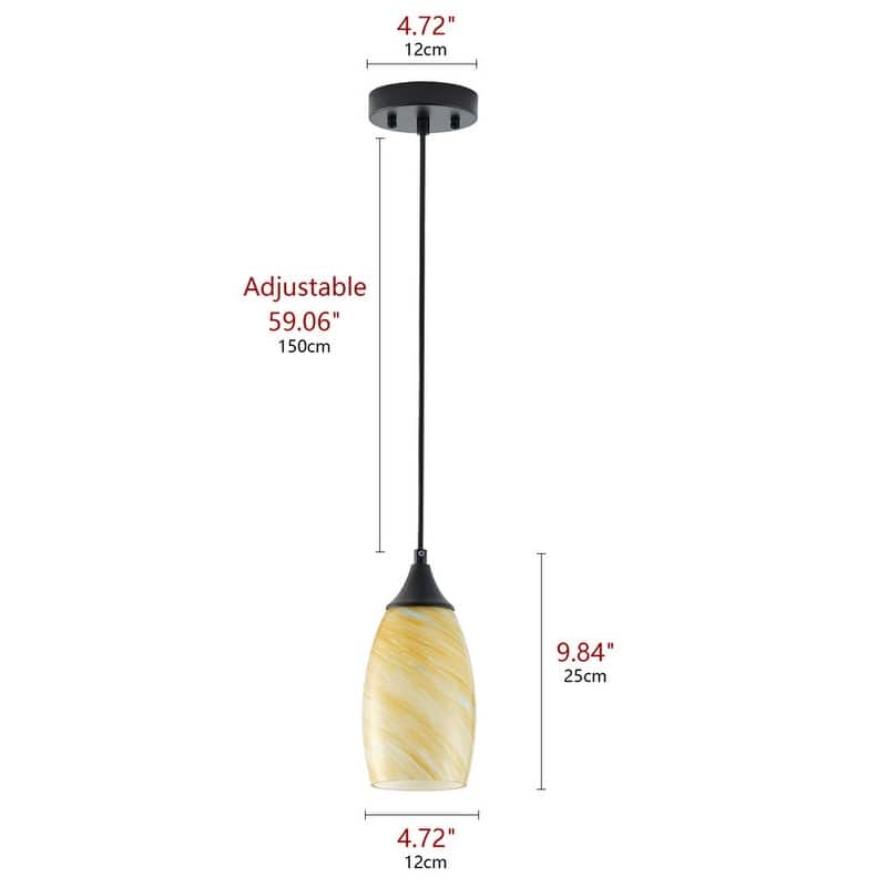 Black Metal and Glass Pendant Light for Kitchen Island Dining Room