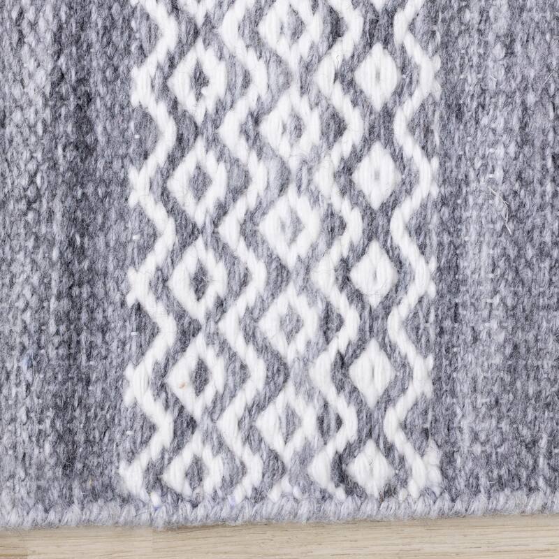 Grey Cream Recycled Striped Area Rug
