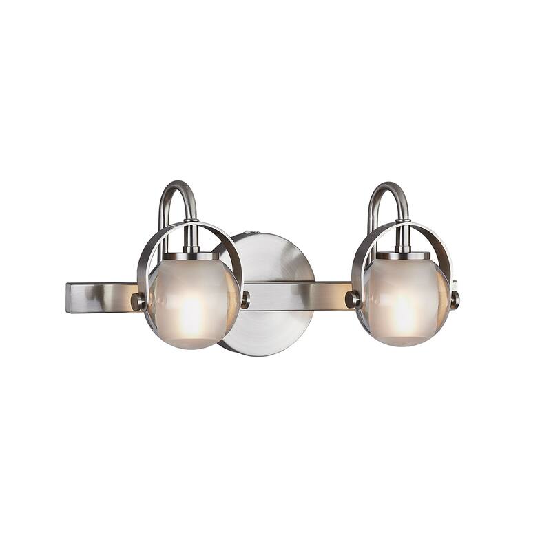 Justice Design Group Conduit 2-Light Bath Bar with Opal Backing Shade - Brushed Nickel