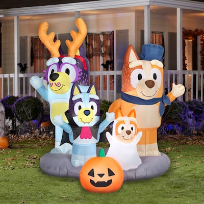 Gemmy Halloween Inflatable Bluey & Family Scene, 5.5 ft Tall