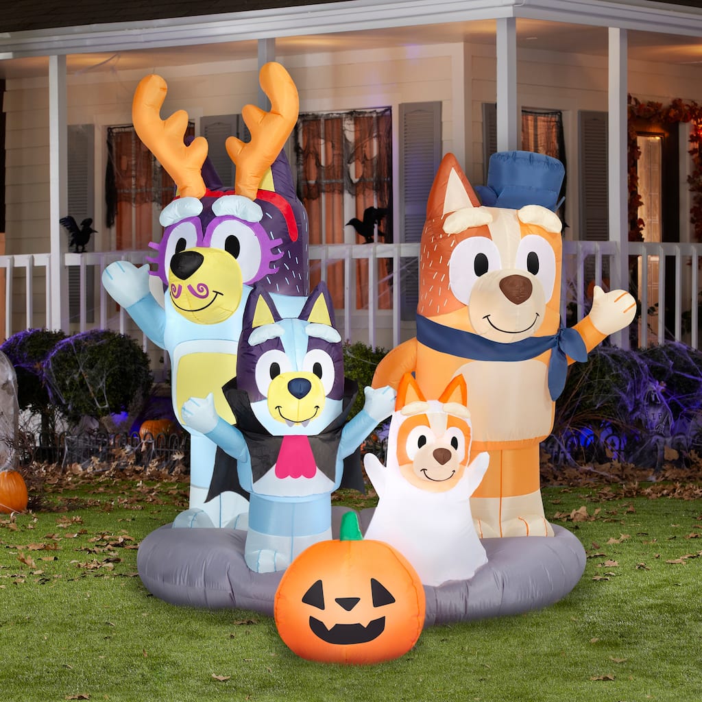 Gemmy Halloween Inflatable Bluey & Family Scene, 5.5 ft Tall