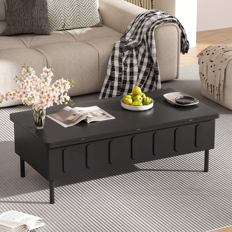 Coffee Table with Drawers - Black