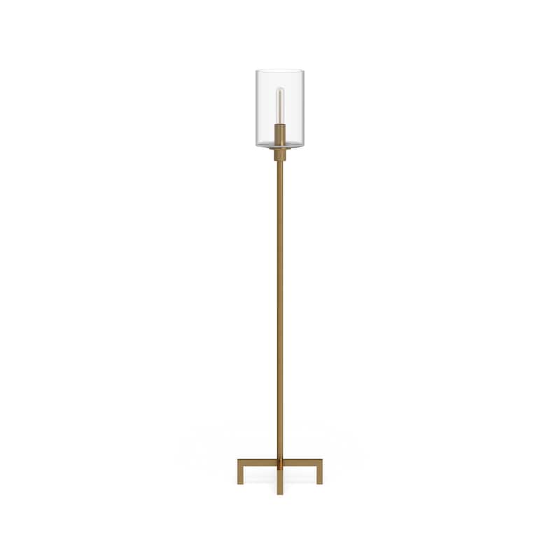 Pantheo Industrial Farmhouse Metal Floor Lamp with Seeded Glass Shade